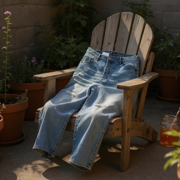 New Highrise Straight Leg Jeans With Lycra Spandex - Picture 1 of 16